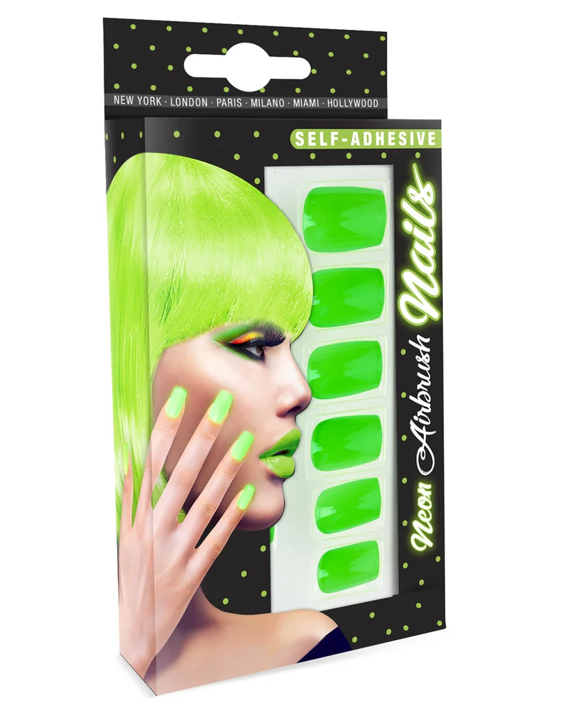 Airbrush Fingernägel Neon Grün