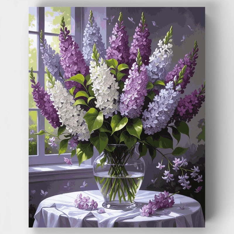 Lilac Bouquet by the Window - Paint by Numbers Kit