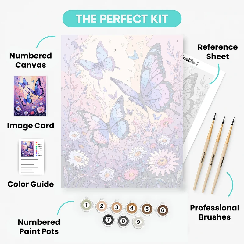 Butterfly Garden with Daisies - Paint by Numbers Kit