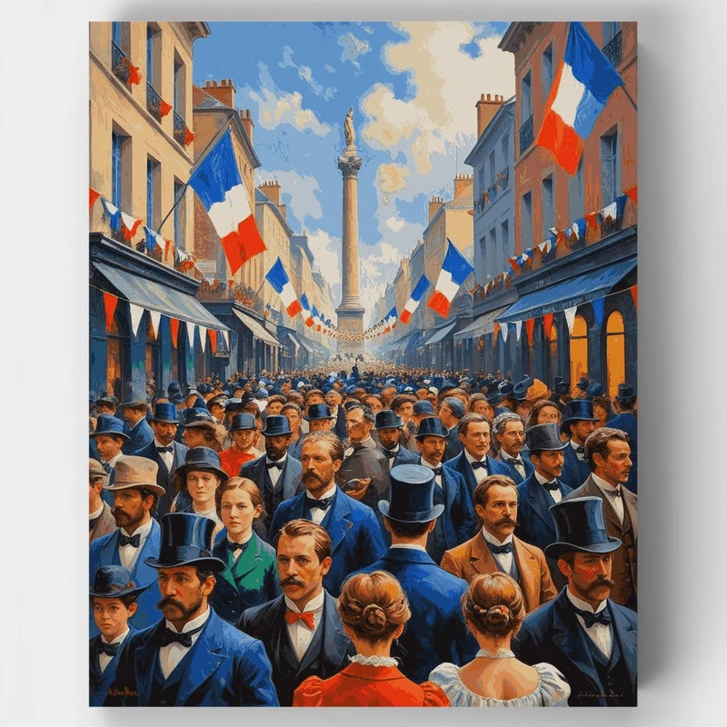 French Celebration Street Scene - Paint by Numbers Kit