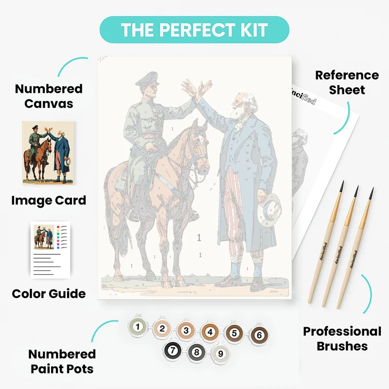 Military Officer and Uncle Sam High Five - Paint by Numbers Kit