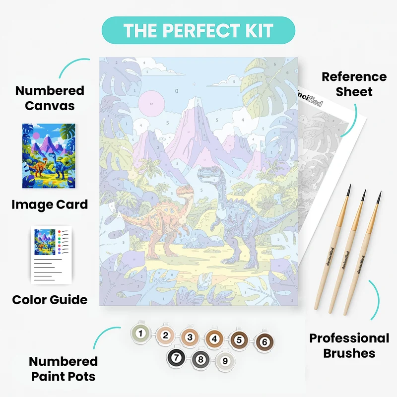 Dinosaur Adventure Paradise - Paint by Numbers Kit