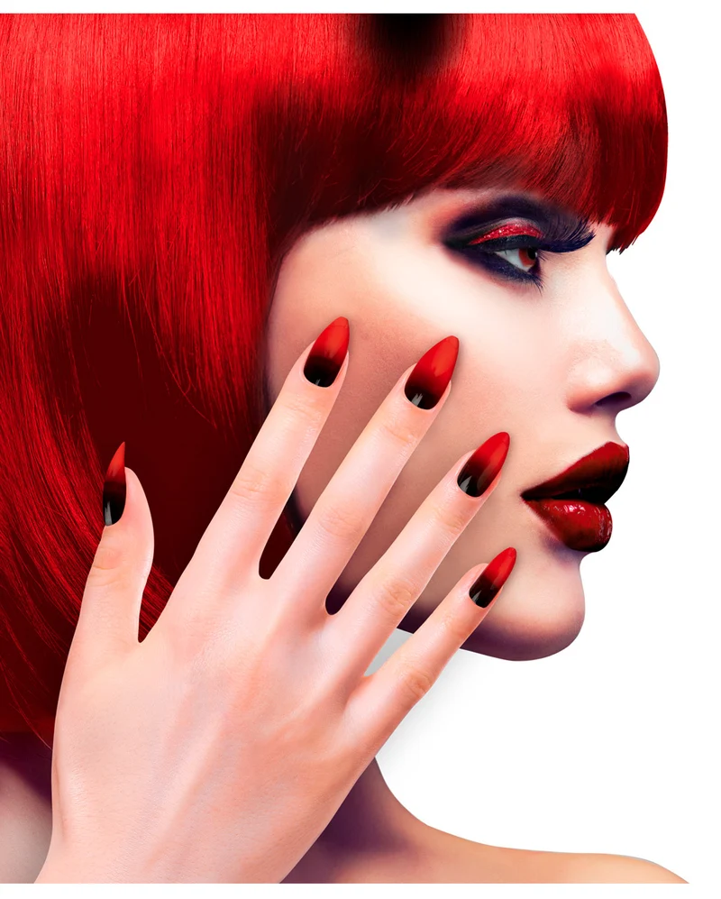 Stiletto Fingernägel Rot-Schwarz 12 St.