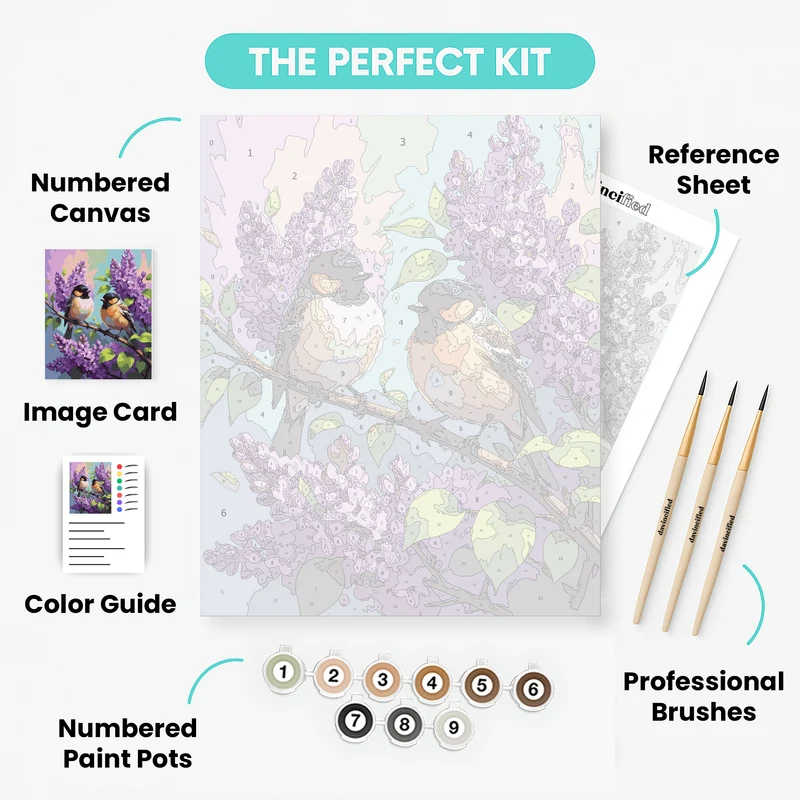 Two Birds on Lilac Branch - Paint by Numbers Kit