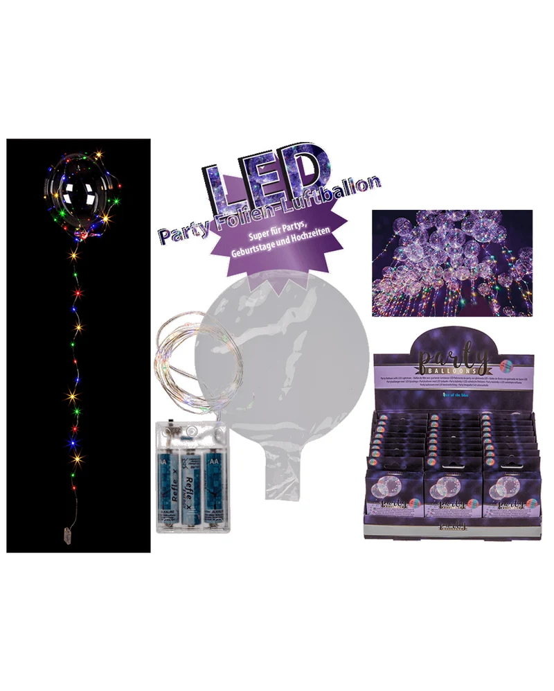 Partyballon mit bunter Lichterkette