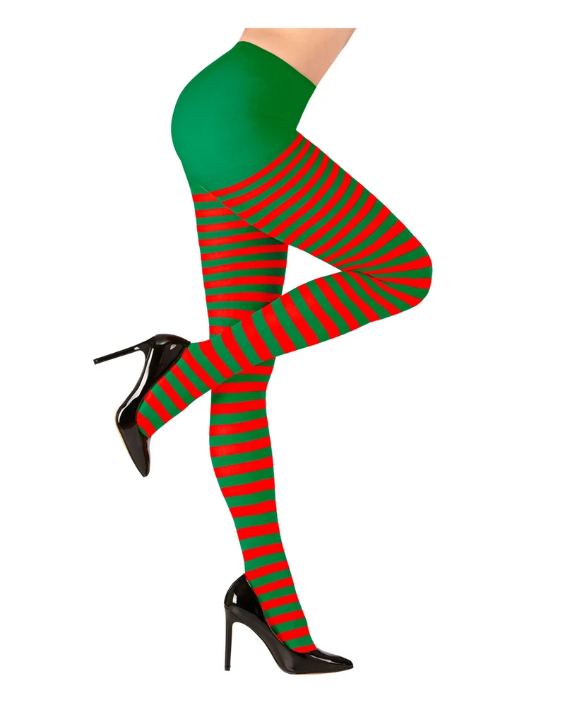 Weihnachtself Strumpfhose grün/rot