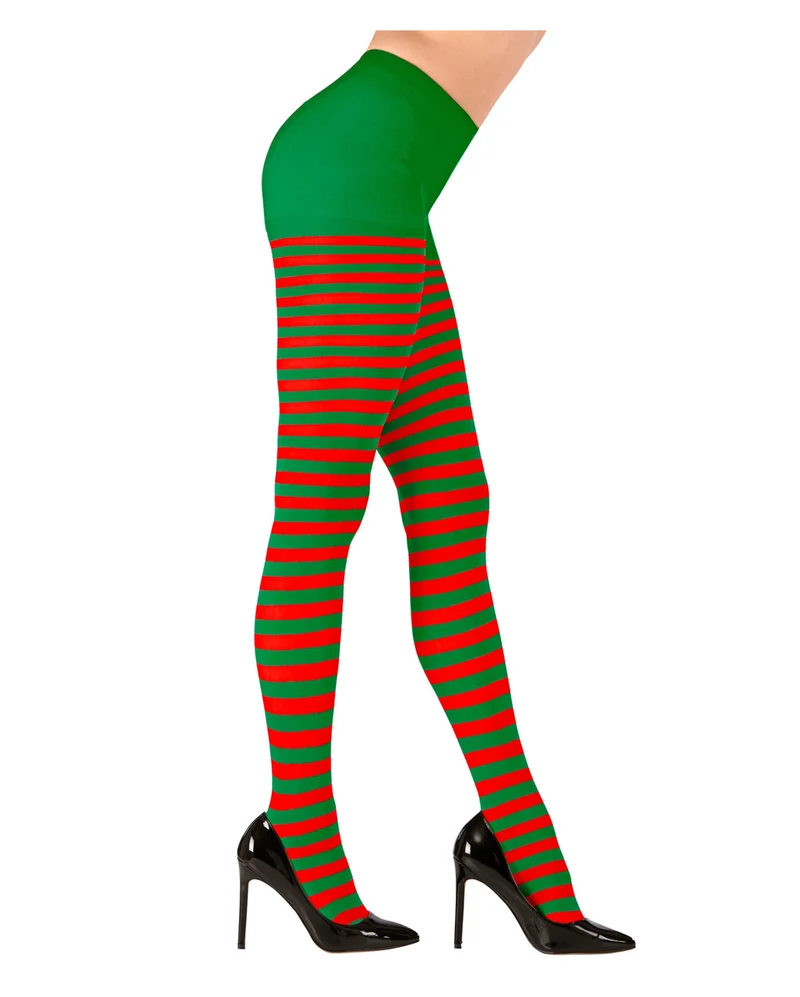 Weihnachtself Strumpfhose grün/rot