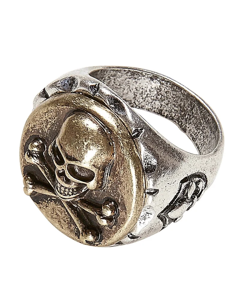 Metall Piratenring mit Totenkopf