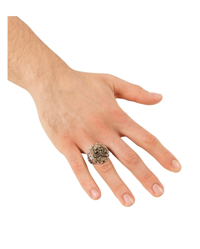 Metall Piratenring mit Totenkopf