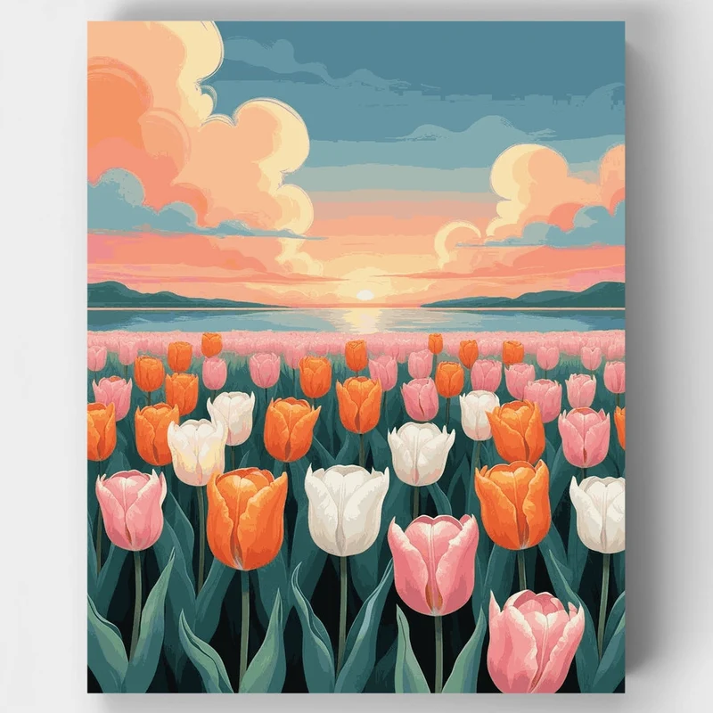Tulip Field at Sunset - Paint by Numbers Kit