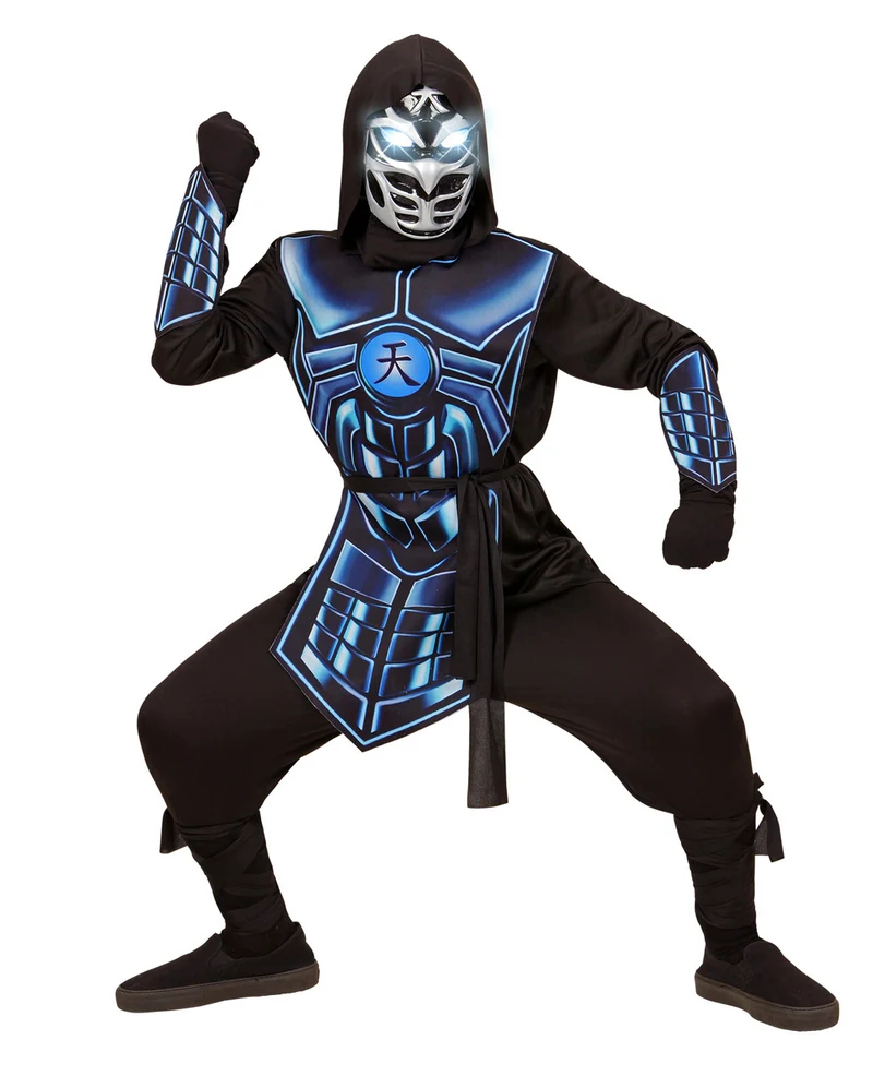 Cyber Ninja Kinderkostüm mit LED Augen