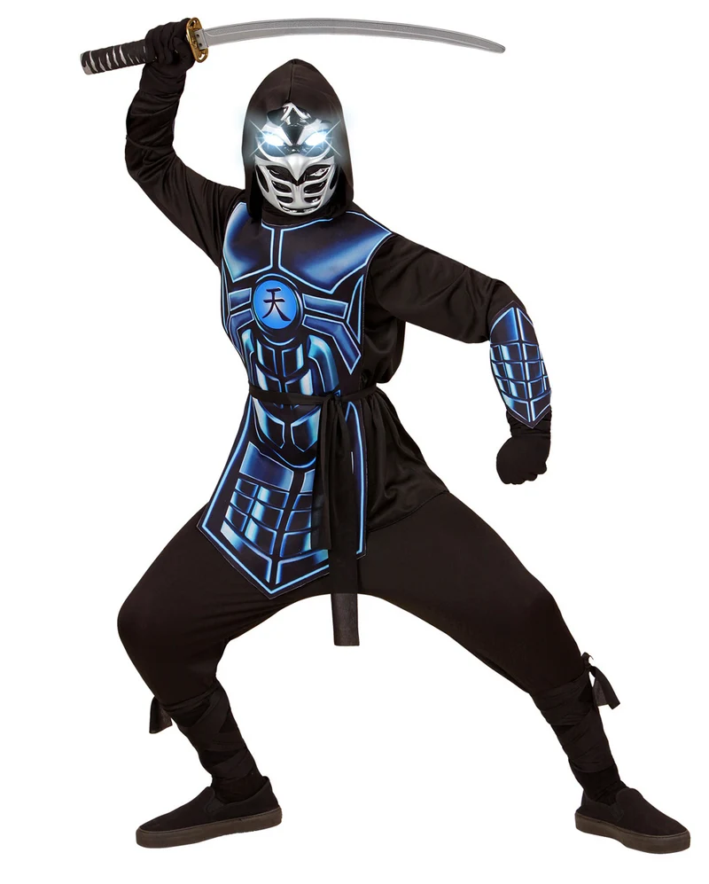 Cyber Ninja Kinderkostüm mit LED Augen