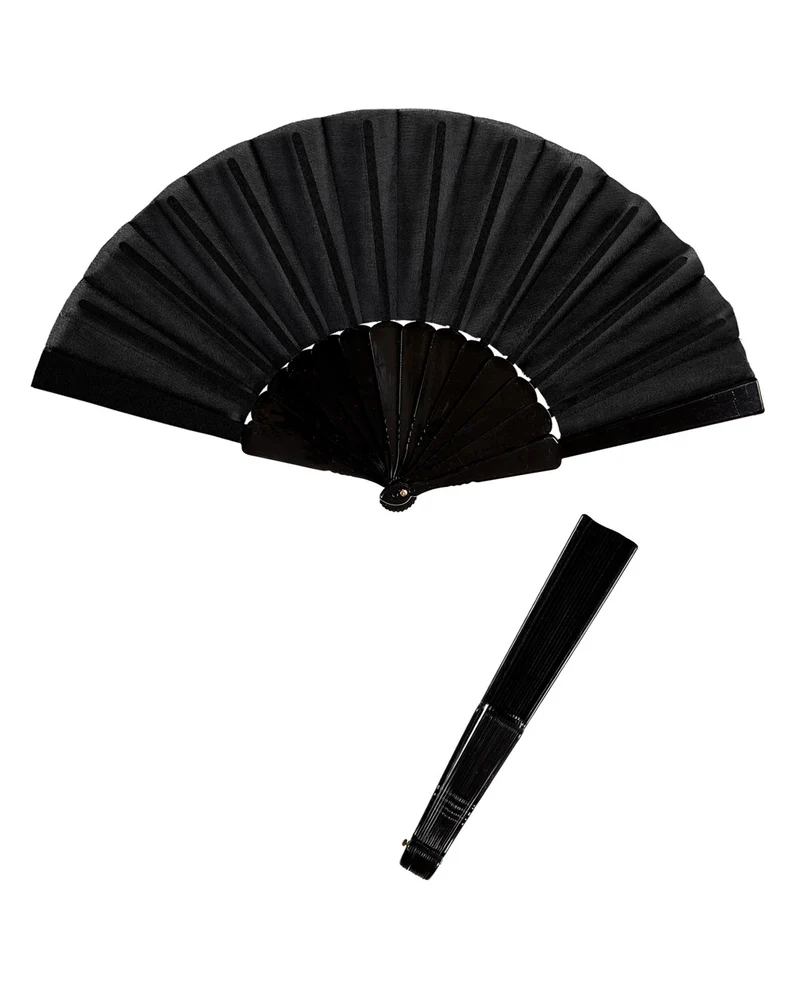 Schwarzer Burlesque Fächer aus Stoff