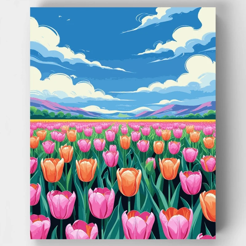 Tulip Field Landscape - Paint by Numbers Kit