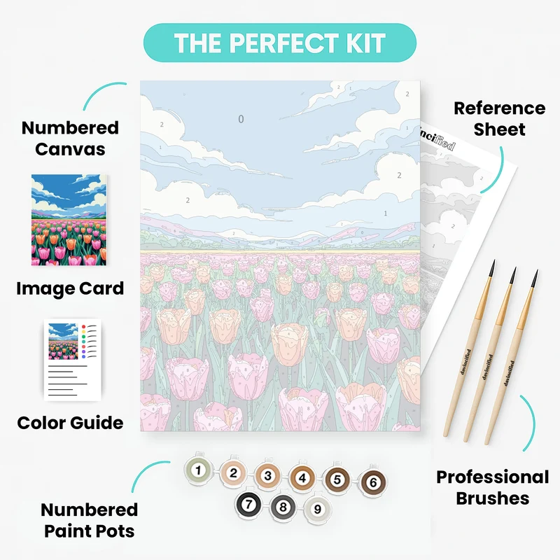 Tulip Field Landscape - Paint by Numbers Kit