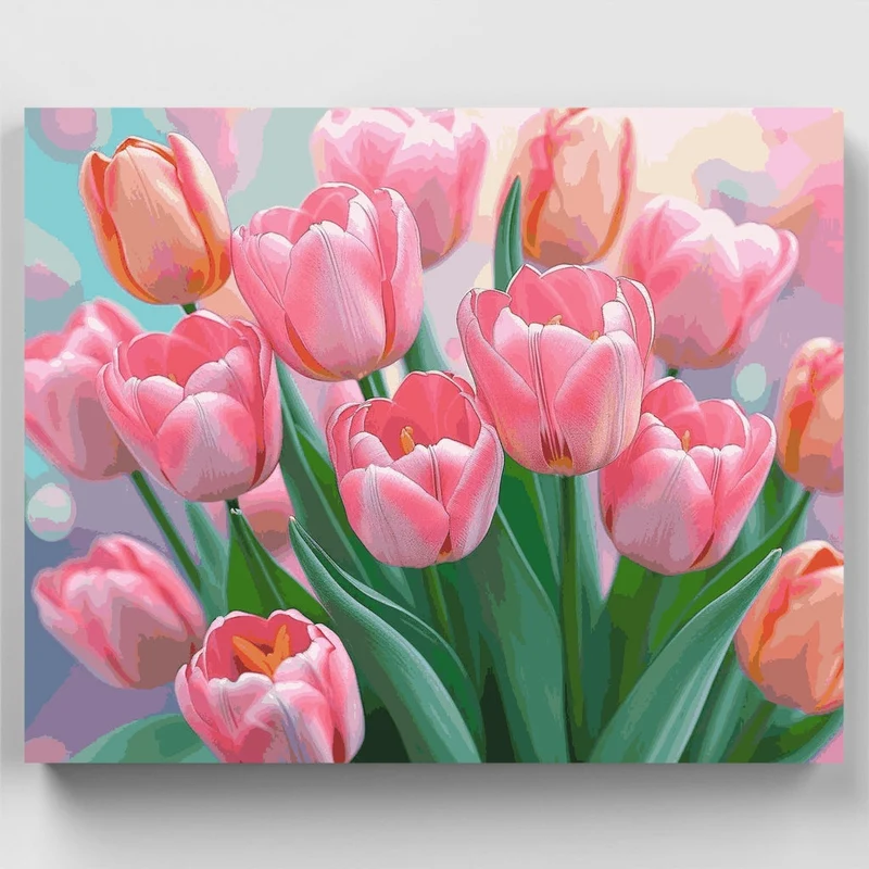 Pink Tulips Bouquet - Paint by Numbers Kit