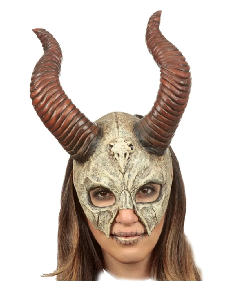 Gehörntes Biest Skelett Halbmaske