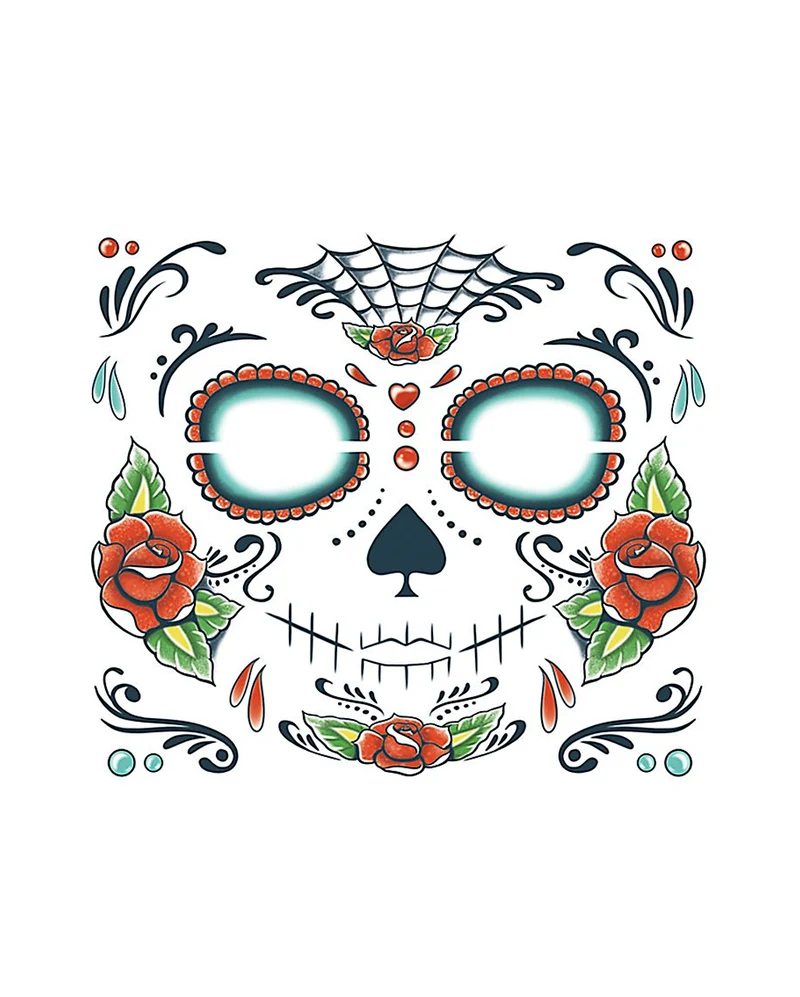 Day of the Dead Skull Face Tattoo