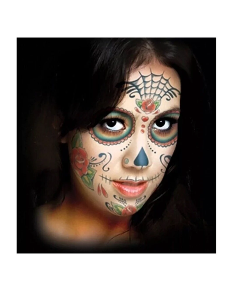 Day of the Dead Skull Face Tattoo