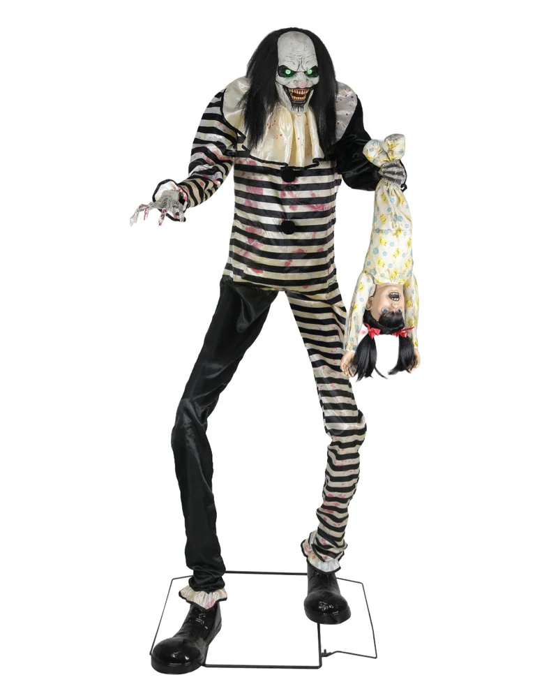 Animatronic großer Horrorclown mit Kind