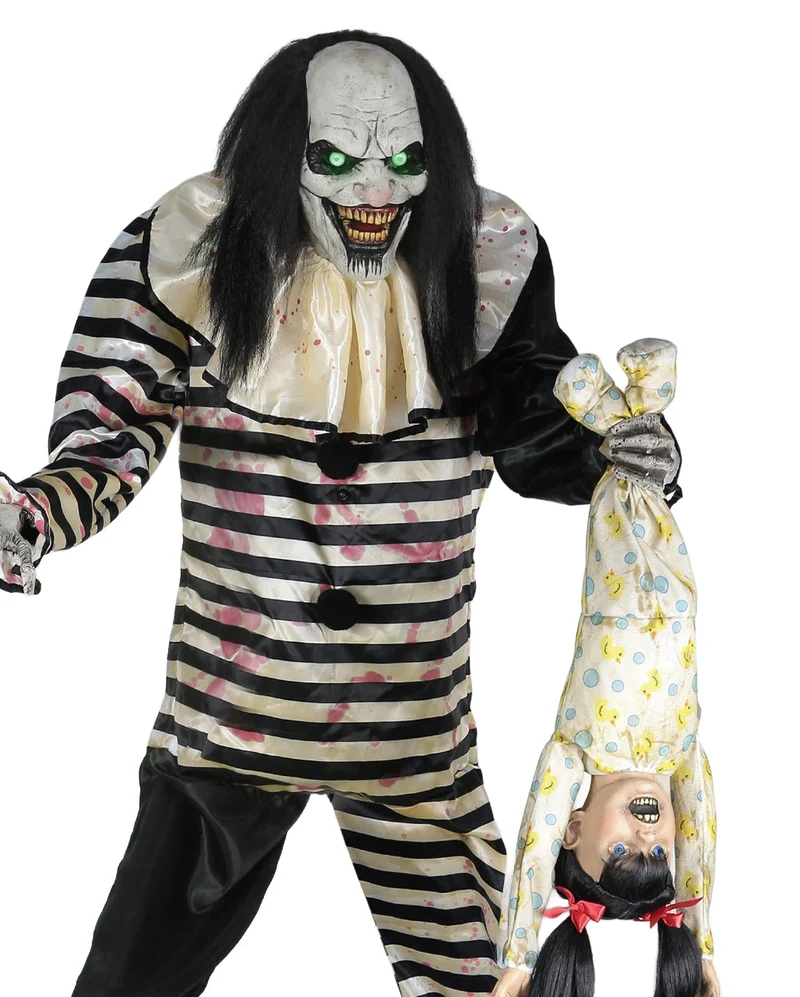 Animatronic großer Horrorclown mit Kind