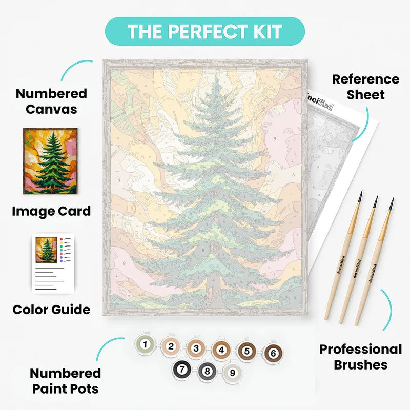Majestic Evergreen in Stained Glass Style - Paint by Numbers Kit