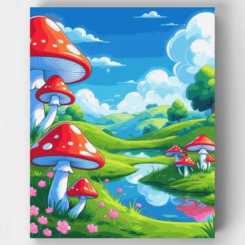 Whimsical Mushroom Valley - Paint by Numbers Kit