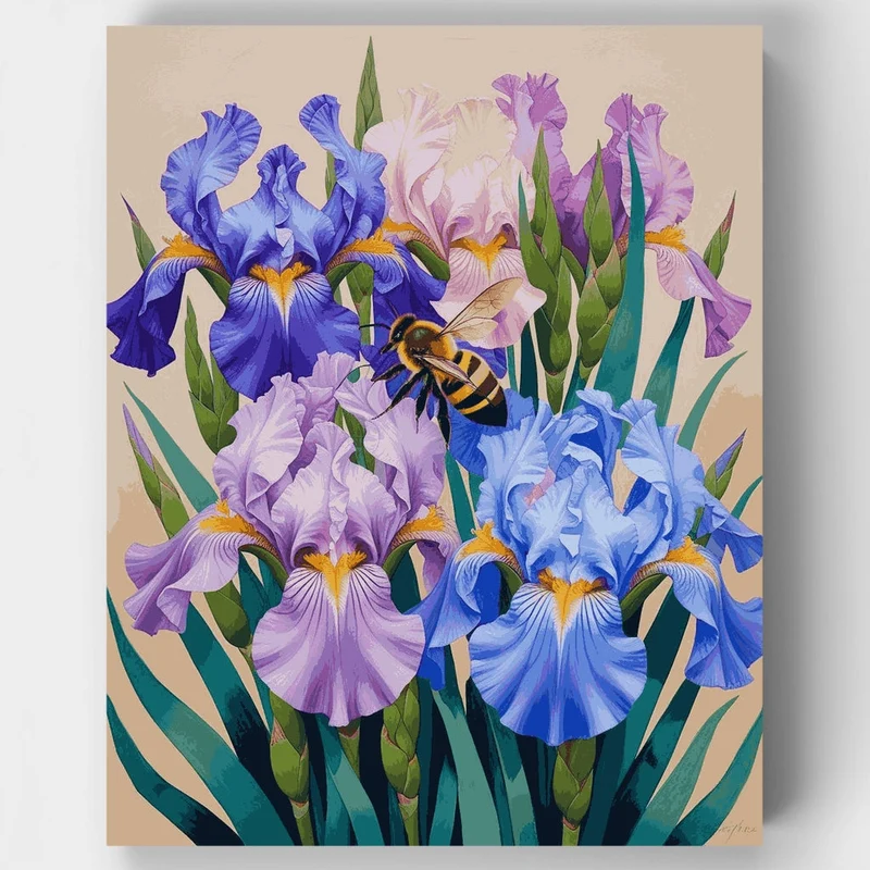 Iris Garden with Bee - Paint by Numbers Kit