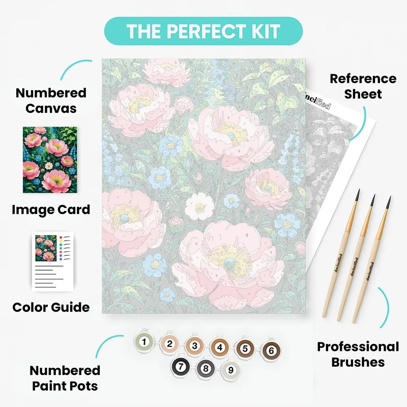 Pink Peonies Garden Blooms - Paint by Numbers Kit