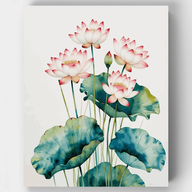 Elegant Lotus Blossoms - Paint by Numbers Kit