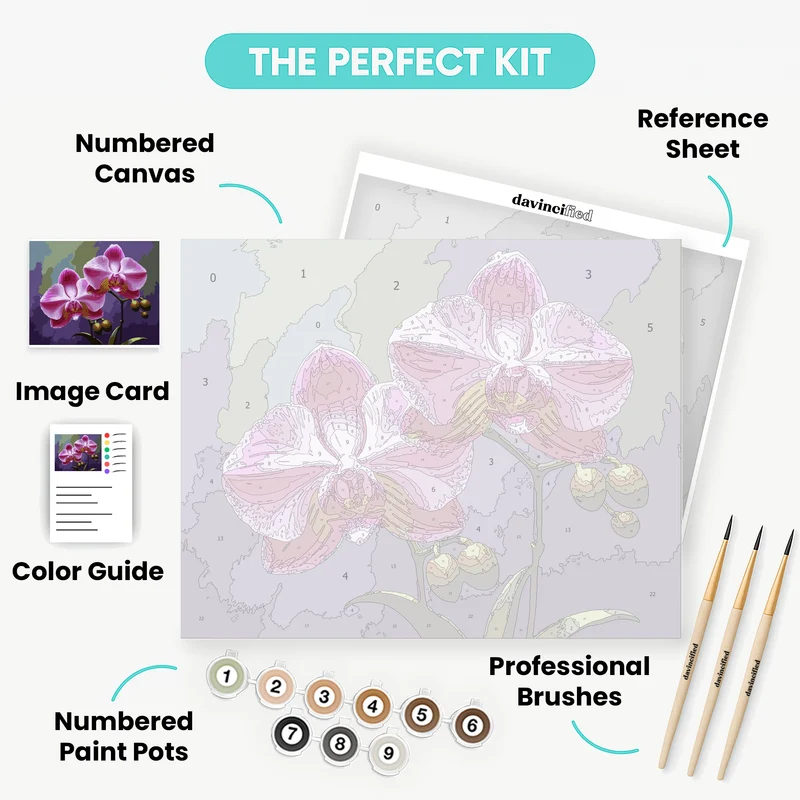 Pink Orchids - Paint by Numbers Kit