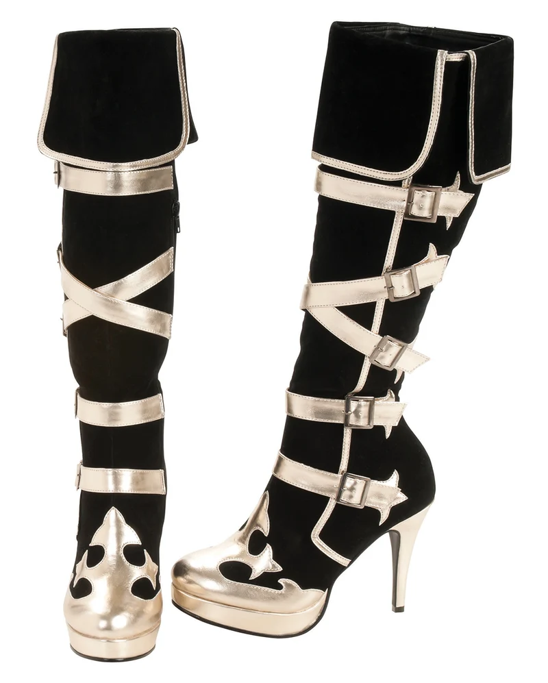 Gold-schwarze Piraten Stiefel