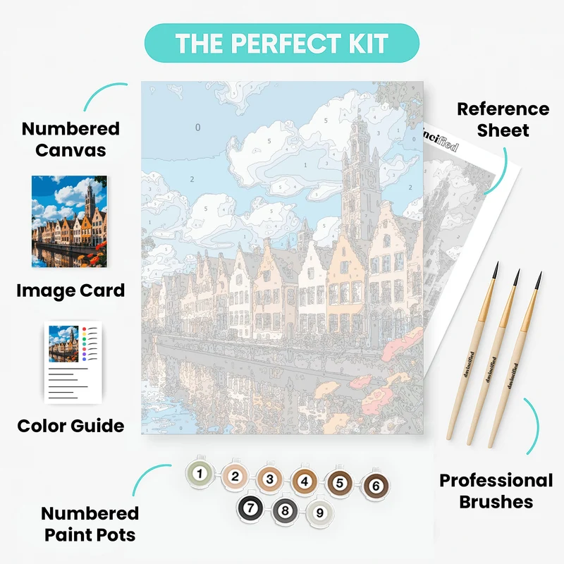 Bruges Canal Houses - Paint by Numbers Kit