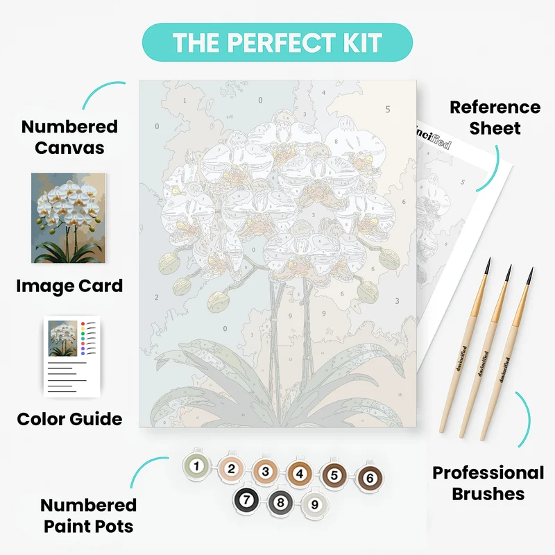 White Orchids Botanical Elegance - Paint by Numbers Kit