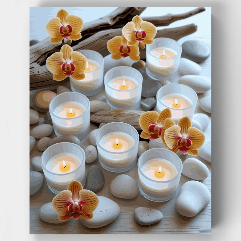 Zen Orchid Spa Candles - Paint by Numbers Kit