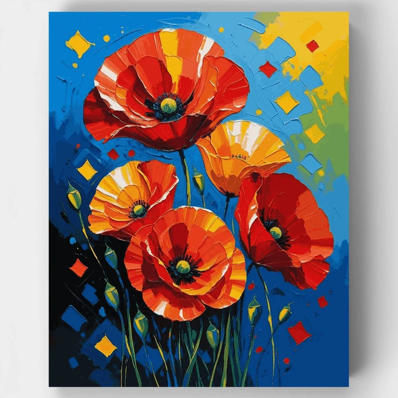 Vibrant Red Poppies - Paint by Numbers Kit