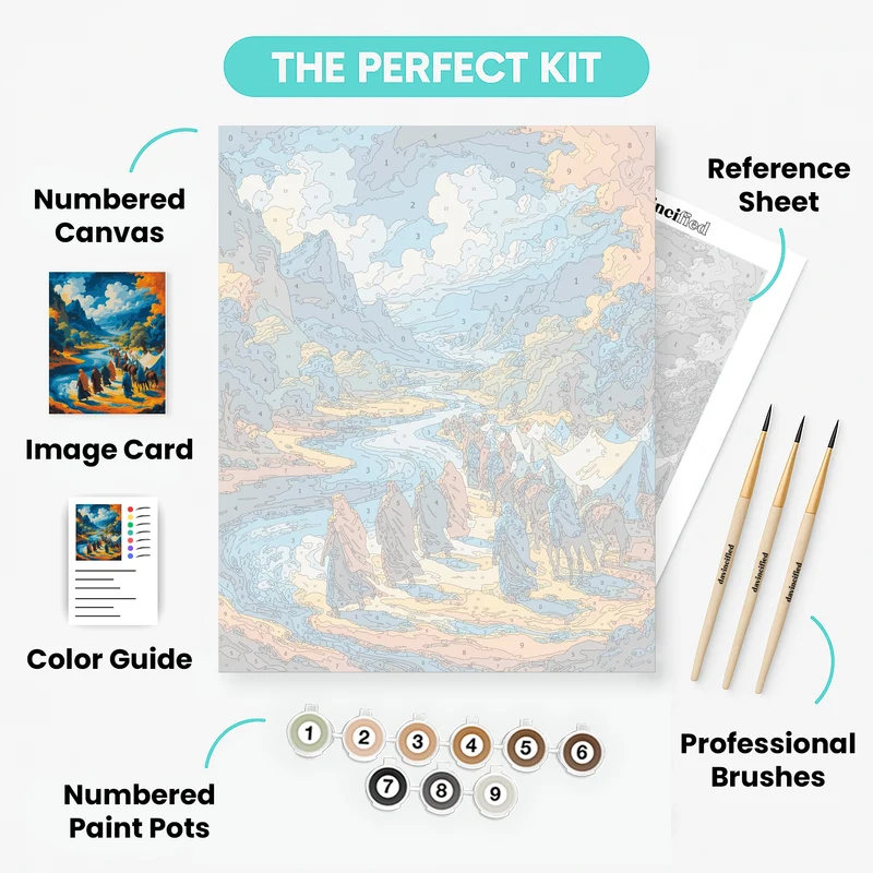 Biblical Journey Through Mountain Valley - Paint by Numbers Kit
