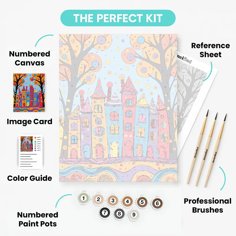 Whimsical Fairy Tale Village - Paint by Numbers Kit