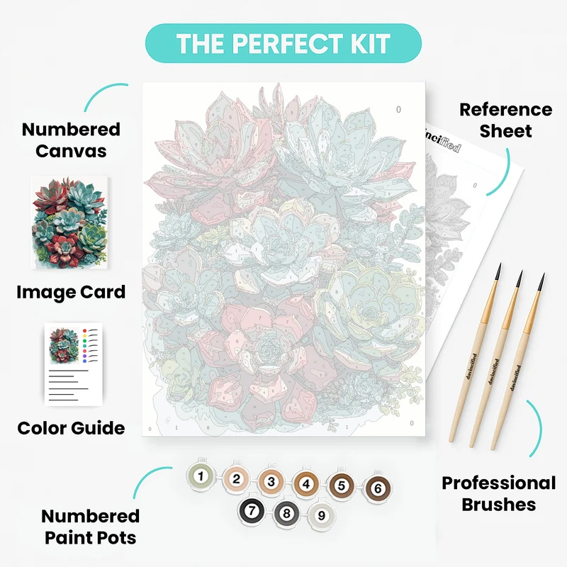 Colorful Succulent Arrangement - Paint by Numbers Kit