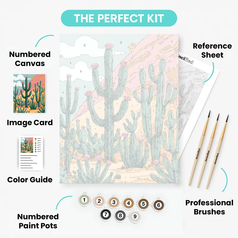 Desert Cactus Garden Sunset - Paint by Numbers Kit