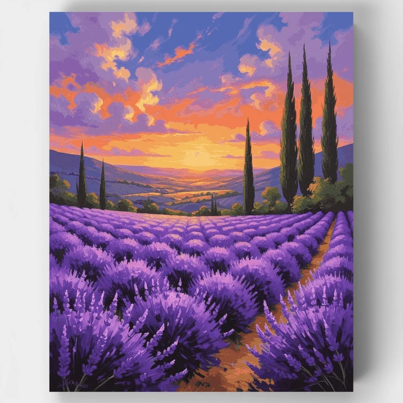 Lavender Purple Fields at Sunset - Paint by Numbers Kit