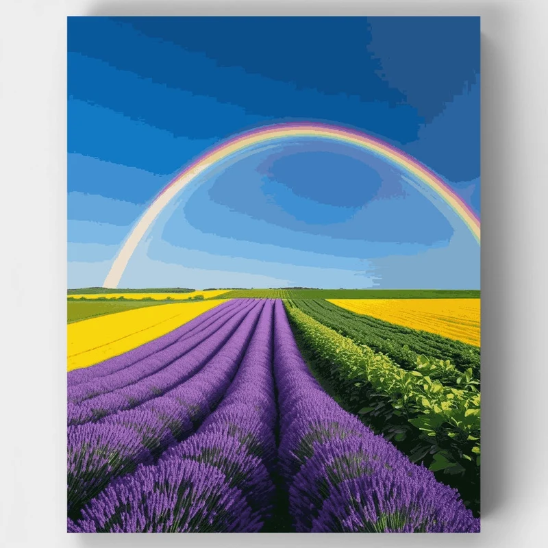 Rainbow Over Lavender Fields - Paint by Numbers Kit