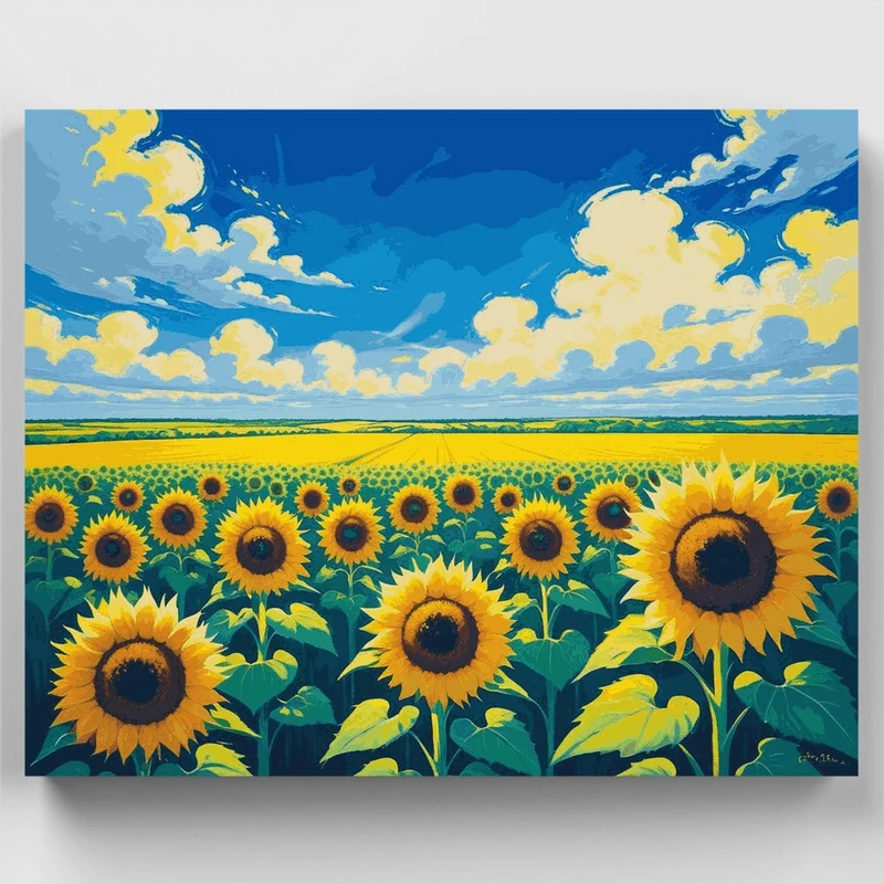 Sunflower Field Under Blue Sky - Paint by Numbers Kit