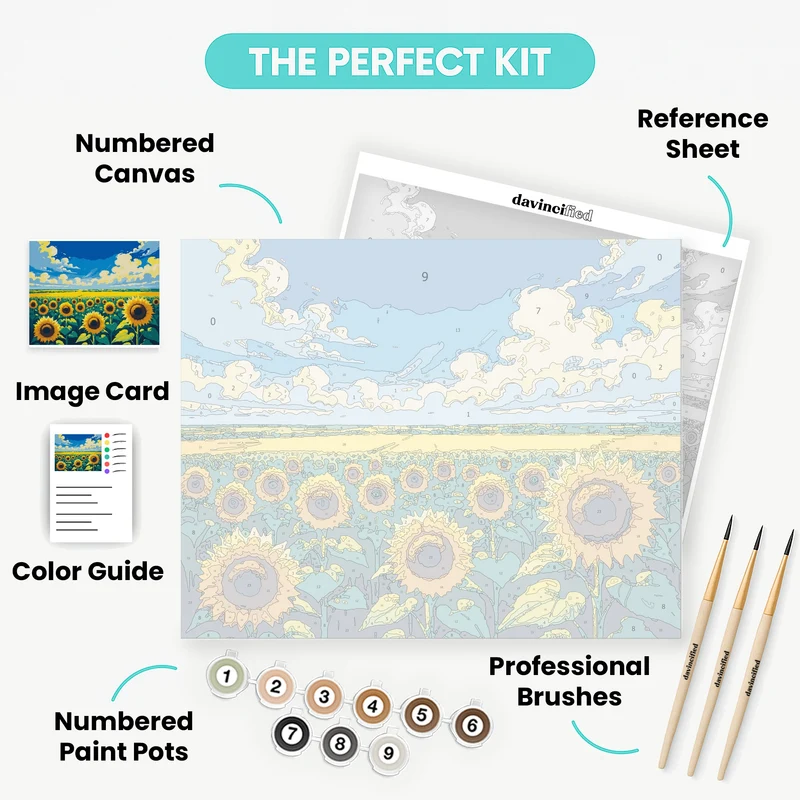 Sunflower Field Under Blue Sky - Paint by Numbers Kit