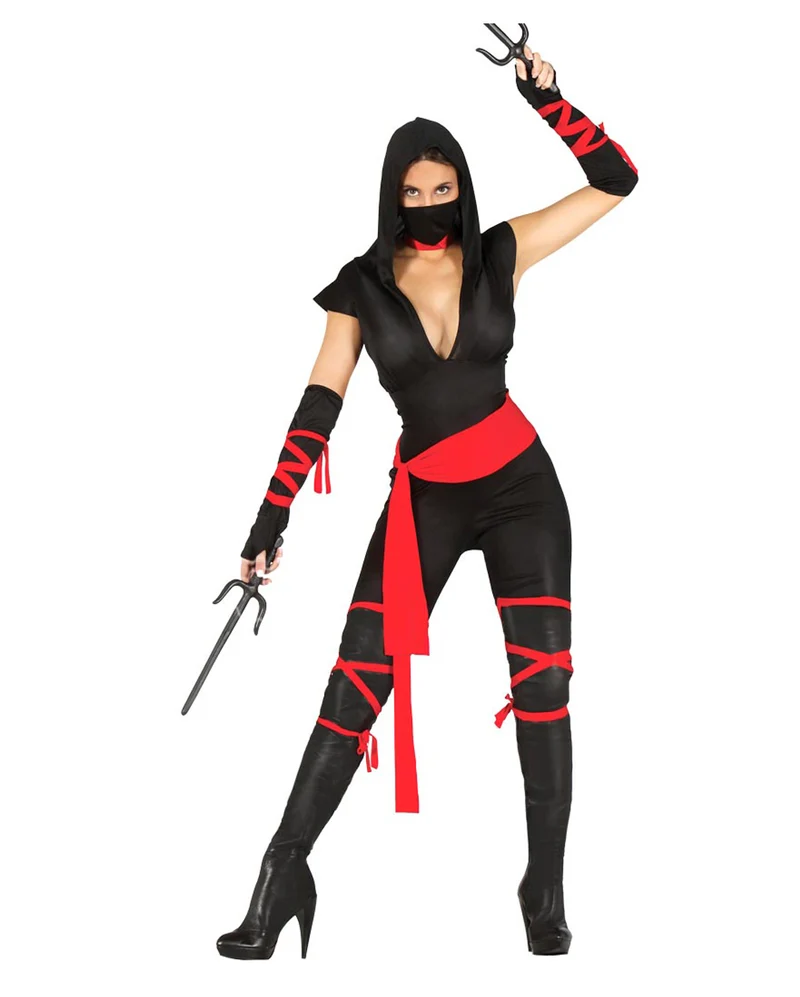 Schwarze Ninja Kriegerin Kostüm