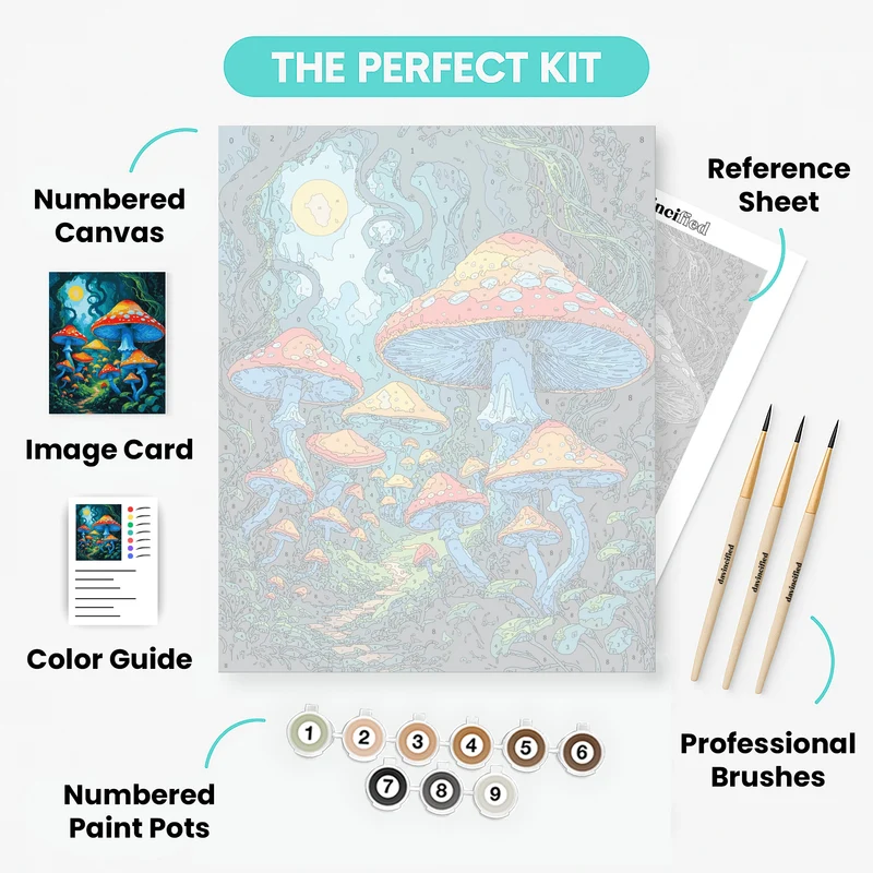 Enchanted Forest Mushrooms - Paint by Numbers Kit