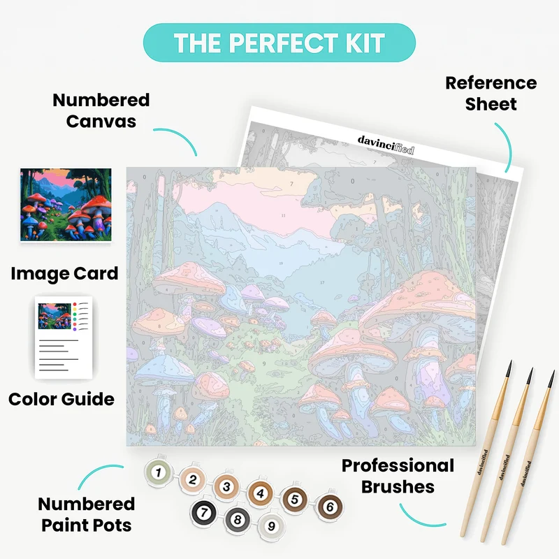 Magical Mushroom Forest Sunset - Paint by Numbers Kit