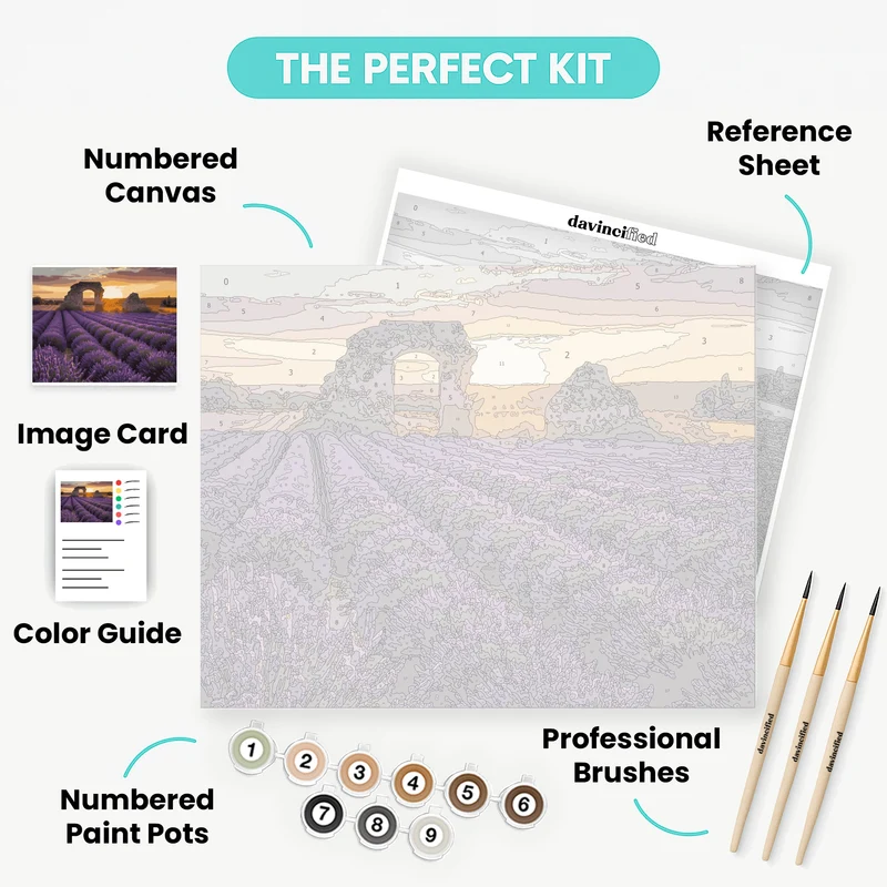 Lavender Fields with Ancient Stone Arch - Paint by Numbers Kit