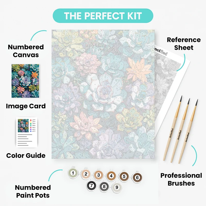 Vibrant Succulent Mosaic - Paint by Numbers Kit