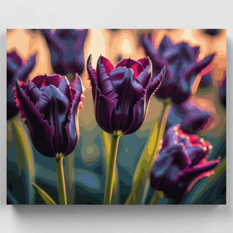 Dark Purple Tulips - Paint by Numbers Kit